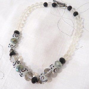 Black & White Hand Crafted Chunky Necklace